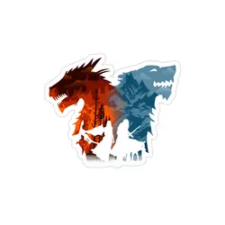 استیکر لپ تاپ سریال گیم آف ترونز - گرگ آتشین و یخی