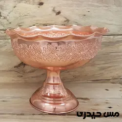 آجیل خوری مسی لبه دالبر پایه بلند طرح رز - مس حیدری