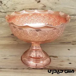 آجیل خوری مسی لبه دالبر پایه بلند طرح رز - مس حیدری