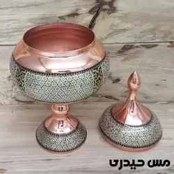 آجیل خوری مسی خاتم کاری پایه دار  - نانو شده - مس حیدری
