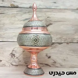 آجیل خوری مسی خاتم کاری پایه دار  - نانو شده - مس حیدری