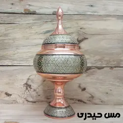 آجیل خوری مسی خاتم کاری پایه دار  - نانو شده - مس حیدری