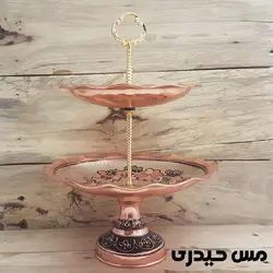 شیرینی خوری دو طبقه مسی نقره کوب طرح آرشیدا - مس حیدری
