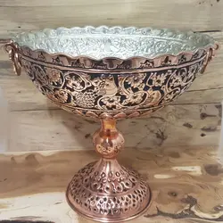 میوه خوری مسی قلم کاری شده پایه بلند سلنا - مس حیدری