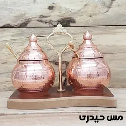 جا ادویه مسی 2 تایی استند چوبی طرح فرد  - مس حیدری