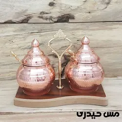 جا ادویه مسی 2 تایی استند چوبی طرح فرد  - مس حیدری