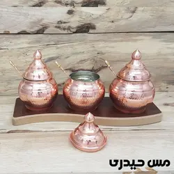 جا ادویه مسی 3 تایی استند چوبی طرح فرد  - مس حیدری