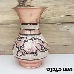 گلدان مسی نقره کوب طرح ماهور   - مس حیدری