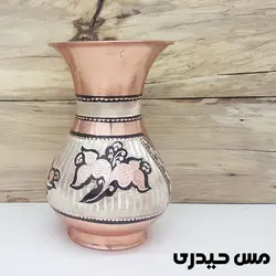 گلدان مسی نقره کوب طرح ماهور   - مس حیدری