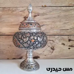 شکلات خوری مسی قلم کاری شده پایه دار ماهلین  - مس حیدری