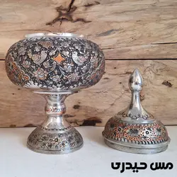 شکلات خوری مسی قلم کاری شده پایه دار ماهلین  - مس حیدری