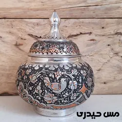 قندان مسی قلم کاری شده بدون پایه ماهلین  - مس حیدری