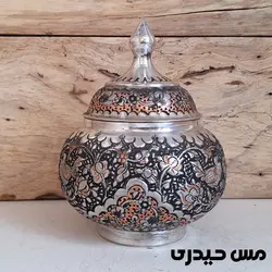 قندان مسی قلم کاری شده بدون پایه ماهلین  - مس حیدری