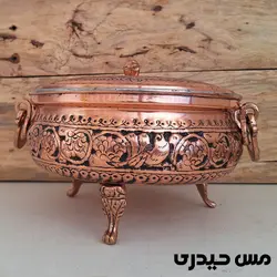 سوپ خوری مسی قلم کاری شده گل و مرغ  - مس حیدری