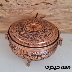 سوپ خوری مسی قلم کاری شده گل و مرغ  - مس حیدری