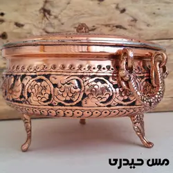 سوپ خوری مسی قلم کاری شده گل و مرغ  - مس حیدری