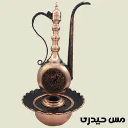 آفتابه لگن مسی سیاه قلم طرح شکارگاه -رنگ ثابت - مس حیدری
