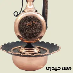آفتابه لگن مسی سیاه قلم طرح شکارگاه -رنگ ثابت - مس حیدری