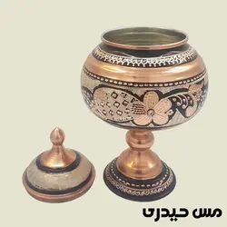 شکلات خوری پایه بلند مسی نقره کوب مدل رها - مس حیدری
