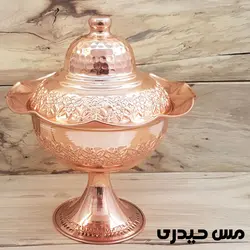 شکلات خوری درب دار مسی طرح رز تولید زنجان - مس حیدری