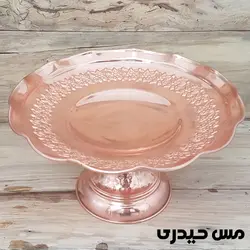 شیرینی خوری پایه دار مسی طرح رز - نانو شده - مس حیدری