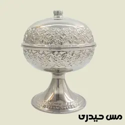 قندان مسی آبکاری کروم پایه بلند طرح رز - مس حیدری
