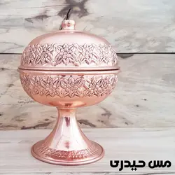 قندان مسی پایه بلند طرح رز - نانو شده - مس حیدری
