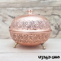 قندان مسی پایه کوتاه طرح رز - نانو رنگ ثابت - مس حیدری
