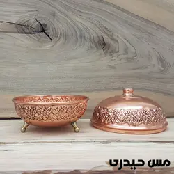 قندان مسی پایه کوتاه طرح رز - نانو رنگ ثابت - مس حیدری