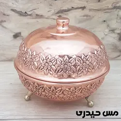 قندان مسی پایه کوتاه طرح رز - نانو رنگ ثابت - مس حیدری