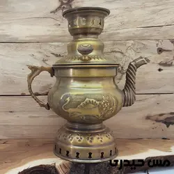 کتری شکاری ذغالی برنجی طرح عدسی - مس حیدری