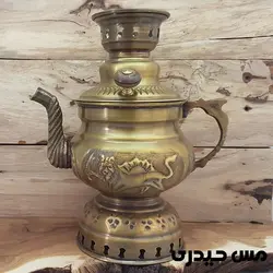 کتری شکاری ذغالی برنجی طرح عدسی - مس حیدری