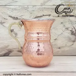 لیوان مسی چکشی دسته برنجی طرح درسا - نانو شده - مس حیدری