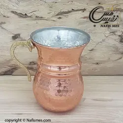 لیوان مسی چکشی دسته برنجی طرح درسا - نانو شده - مس حیدری