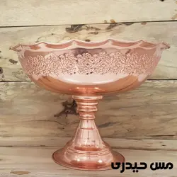میوه خوری مسی لبه دالبر پایه بلند طرح رز - مس حیدری