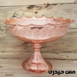 میوه خوری مسی لبه دالبر پایه بلند طرح رز - مس حیدری