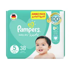 پوشک پمپرز مدل baby dry سایز 5 بسته 38 عددی