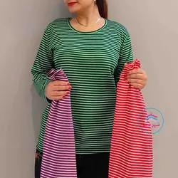 بلوز آستین بلند راه راه کد:1181