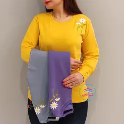 بلوز گلدوزی سر آستین دگمه کد 1182