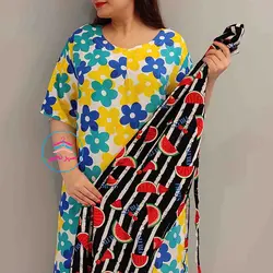 پیراهن نخی بلند کد:1595