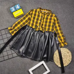 پیراهن دخترانه پایین چرم سه طرح کد 7304