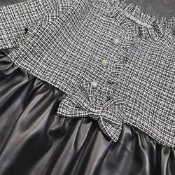 پیراهن دخترانه پایین چرم سه طرح کد 7304