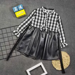 پیراهن دخترانه پایین چرم سه طرح کد 7304