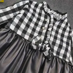 پیراهن دخترانه پایین چرم سه طرح کد 7304