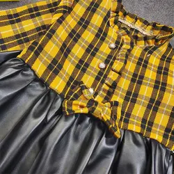 پیراهن دخترانه پایین چرم سه طرح کد 7304