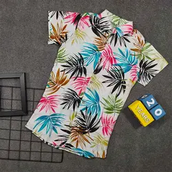 پیراهن هاوایی پسرانه طرح برگ سوزنی کد 5980