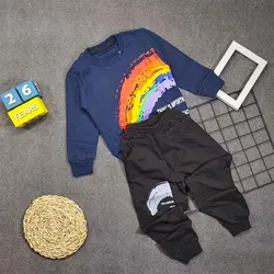 بلوز شلوار پسرانه طرح رنگین کمان کد 7043