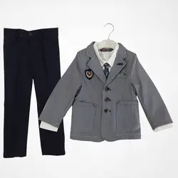 ست کت شلوار و پیراهن پسرانه طوسی MIXBABY