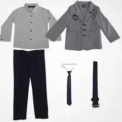 ست کت شلوار و پیراهن پسرانه طوسی MIXBABY