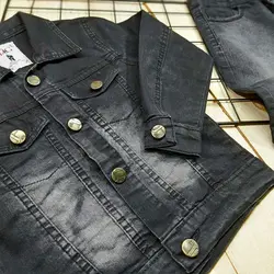 ست کت و شلوار جین زغال سنگی پسرانه کد 4739